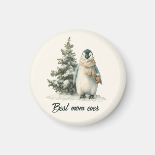 Winter Penguin “Best Mum Ever” Design Magnet