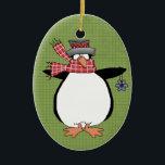 Winter Penguin Ceramic Christmas Ornament<br><div class="desc">Text can be added to this ornament to make a personalised holiday gift. If you need help,  just click on the contact link above to send the designer a personal detailed message.</div>