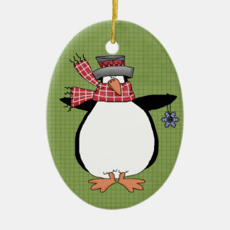 Winter Penguin Ceramic Christmas Ornament