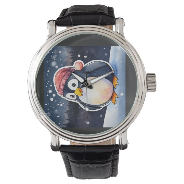Winter Penguin E-Watch – Stylish & Fun Winter-Them Watch (Front)