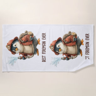 Winter Penguin Firefighter Ping Pong Paddle Beach Towel