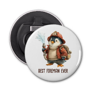 Winter Penguin Firefighter Ping Pong Paddle Bottle Opener