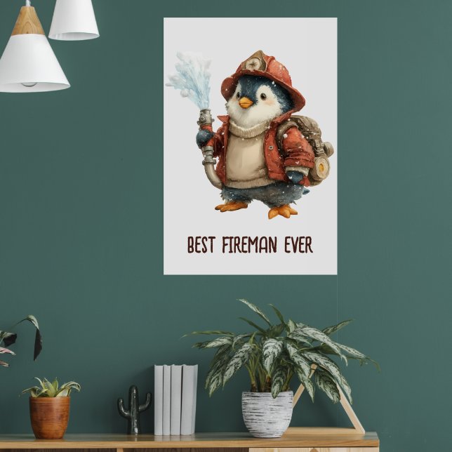 Winter Penguin Firefighter Ping Pong Paddle Poster (Living Room 1)