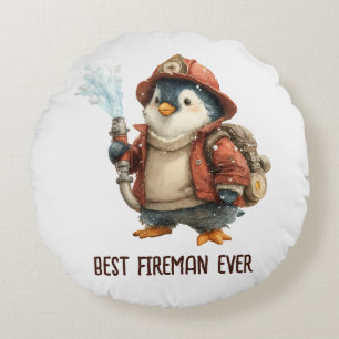 Winter Penguin Firefighter Ping Pong Paddle Round Cushion