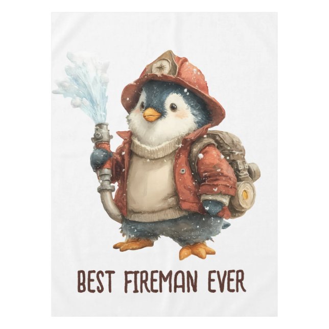 Winter Penguin Firefighter Ping Pong Paddle Tablecloth (Front)