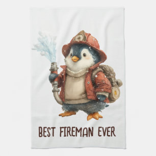 Winter Penguin Firefighter Ping Pong Paddle Tea Towel