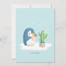 Winter Penguin Gardener Let Love Grow