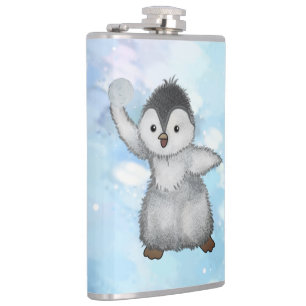 winter penguin hip flask