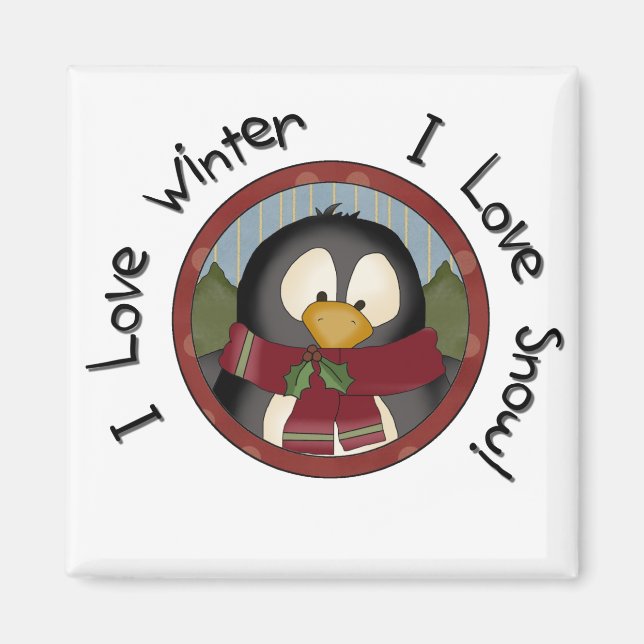 Winter Penguin Holiday Tshirts and Gifts Magnet (Front)