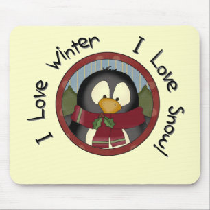 Winter Penguin Holiday Tshirts and Gifts Mouse Pad