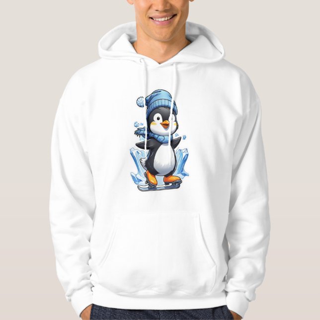 Winter Penguin Ice Staking Hoodie (Front)
