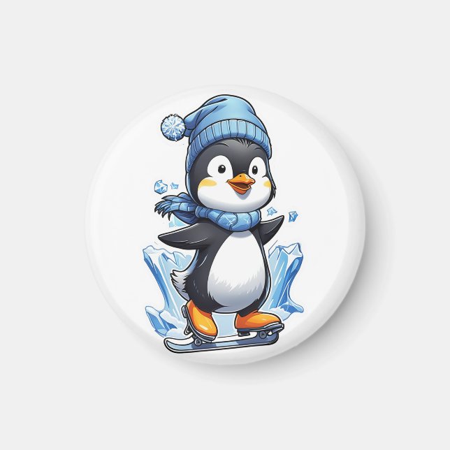 Winter Penguin Ice Staking Magnet (Front)