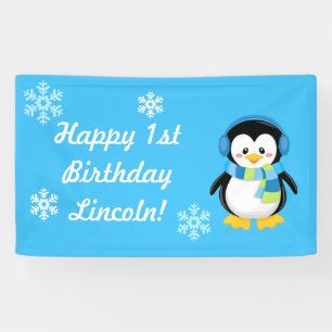 Winter Penguin Party Banner