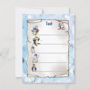 winter penguin postcard