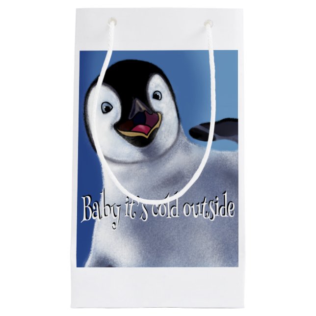 Winter Penguin Small Gift Bag (Front)