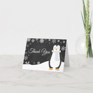 Winter Penguin Snowflake Thank You Card