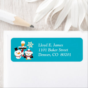 Winter Penguin Snowman Return Address Label