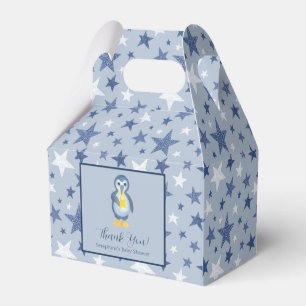 Winter Penguin Stars Pattern Thank You Baby Shower Favour Box