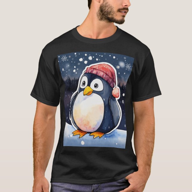 Winter Penguin T-Shirt – Cute & Cosy Cold-Weather  (Front)