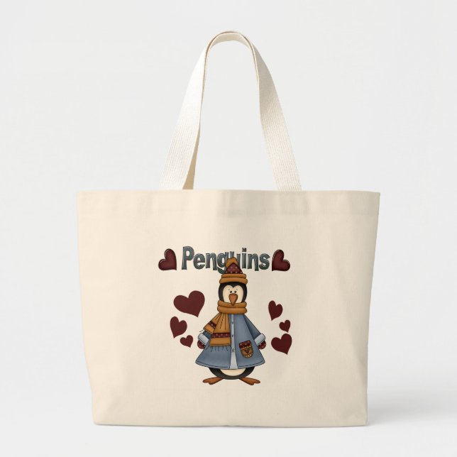 Winter Penguin Tshirts and Gifts Large Tote Bag (Front)