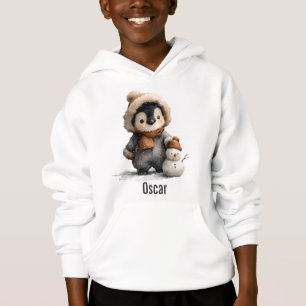 Winter Penguin with Snowman Design