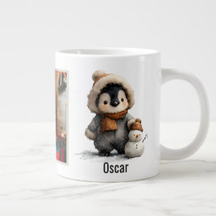 Winter Penguin with Snowman Design Large Coffee Mug