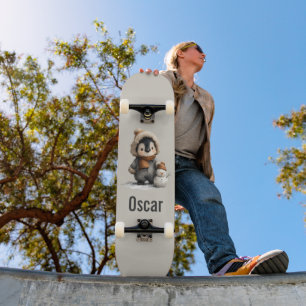 Winter Penguin with Snowman Design Skateboard