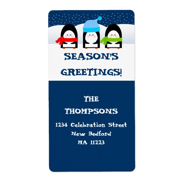 Winter Penguins Address Label (Front)
