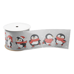 Winter Penguins Satin Ribbon