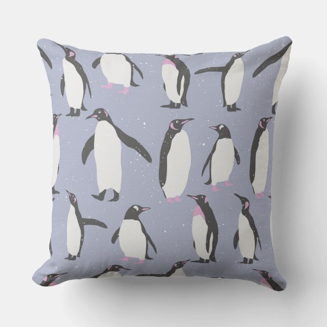 Winter Penguins seamless pattern + your ideas Cushion (Front)