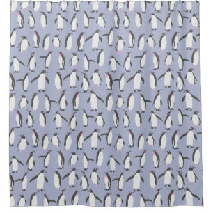 Winter Penguins seamless pattern + your ideas Shower Curtain