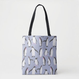 Winter Penguins seamless pattern + your ideas Tote Bag