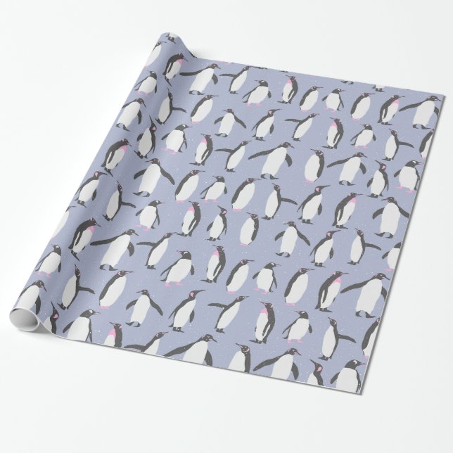 Winter Penguins seamless pattern + your ideas Wrapping Paper (Unrolled)