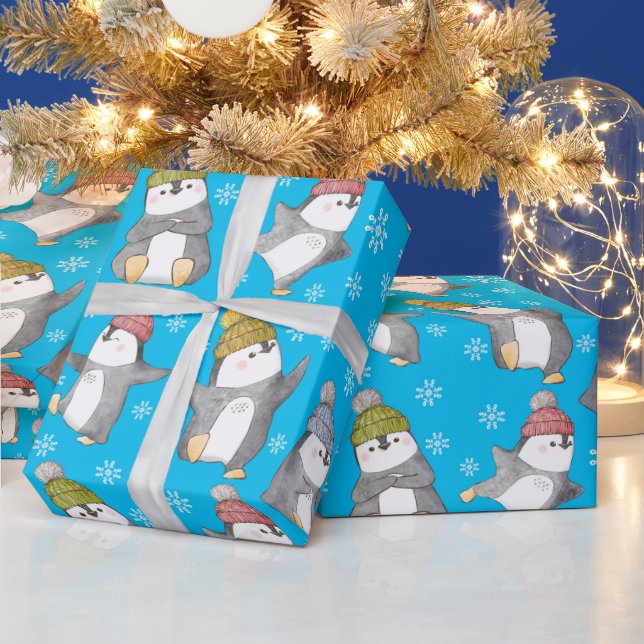 Winter Penguins Wrapping Paper (Holidays)