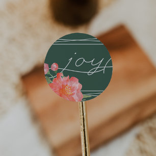 Winter Peony   Holiday Joy Classic Round Sticker