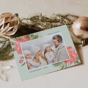 Winter Peony   Holiday Photo Card