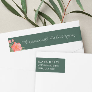 Winter Peony Holiday Wrap Around Label