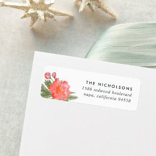 Winter Peony Return Address Return Address Label
