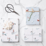 Winter People Village Snowman Christmas Holiday Wrapping Paper Sheet<br><div class="desc">This cute Christmas holiday winterscape wrapping paper features a set of 3 different designs of wrapping papers. 1. A white background with people. 2. A light blue background with house, deer, and tree patterns. 3. A white background with snowman patterns. Personalise it for your needs. You can find matching products...</div>