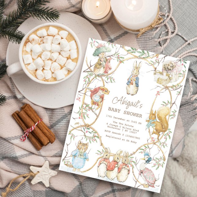 Winter Peter the Rabbit Woodland Baby Show Budget Postcard (Creator Uploaded)