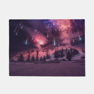 Winter Photo Snow Fireworks Holiday Christmas Doormat