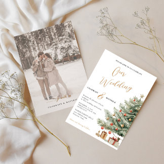 Winter Photo Wedding Holiday Invitation