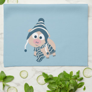 Winter Pig Tea Towel