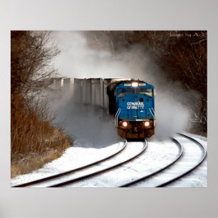 Winter Pig Train Poster