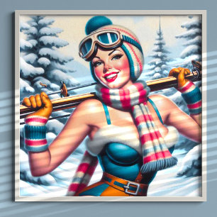 Winter Pin-up Girl Poster
