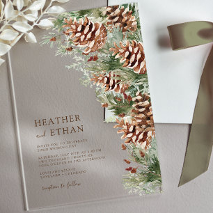 Winter Pine Acrylic Wedding Invitation
