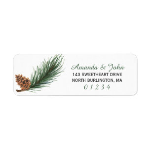 Winter Pine Branch Watercolor Return Address Label