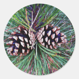 Winter Pine Come Classic Round Sticker