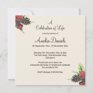 Winter Pine Cone Celebration of Life Card