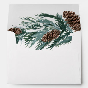 Winter Pine Cone & Leaves Envelope